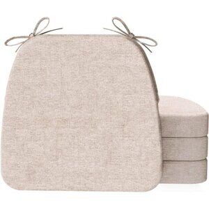 D Shaped Chair Cushions Set of 4 2 Inch Thick Dining Kitchen Seat Pads Oatmeal
